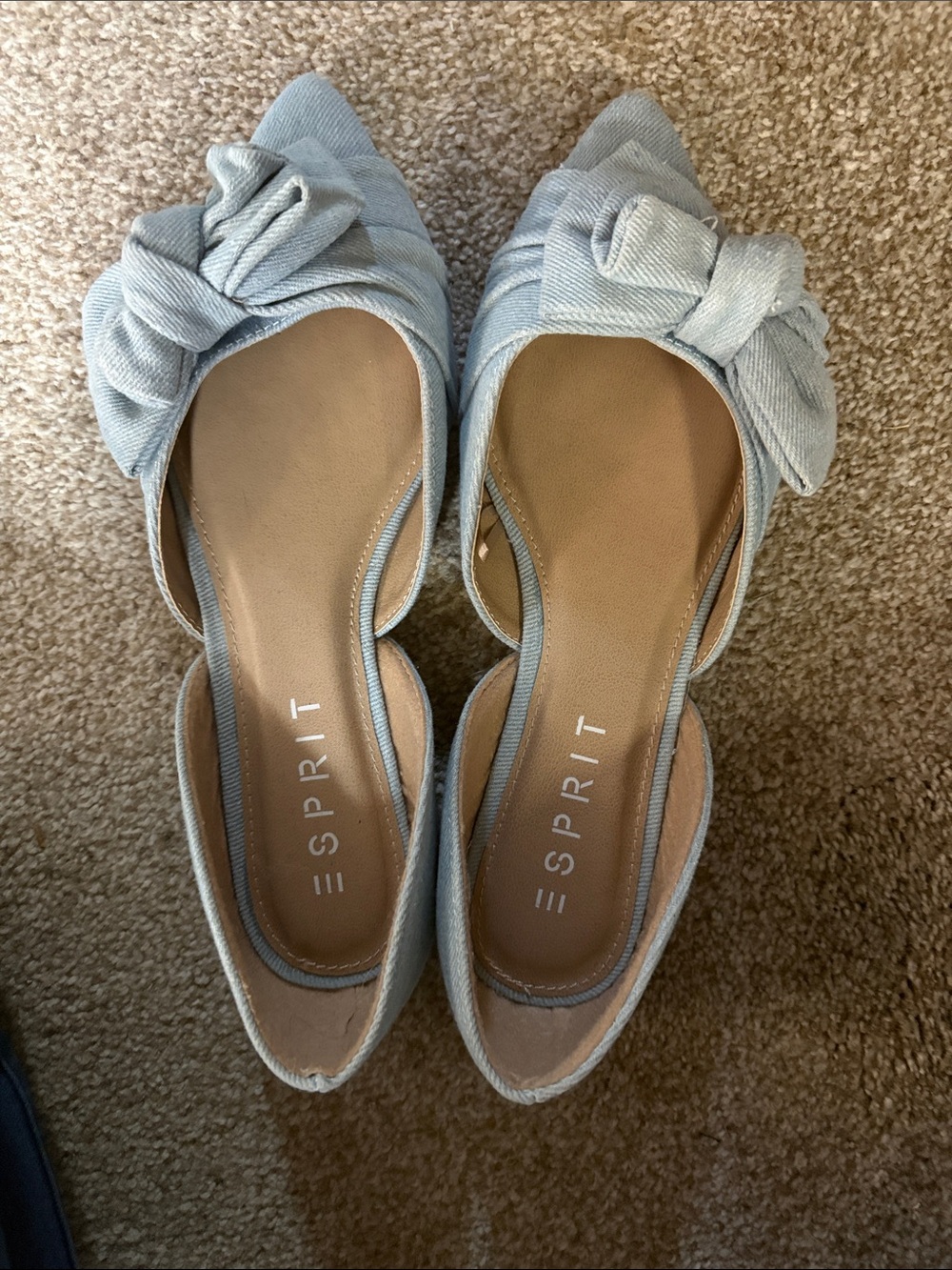 Esprit Women's Pale Blue Bow Pointed-Toe Slingback Flats